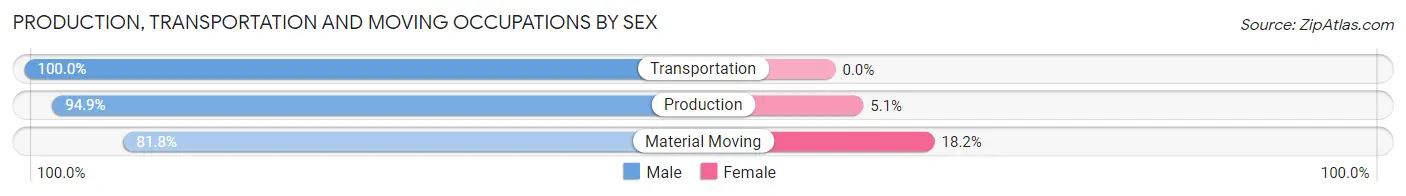 Production, Transportation and Moving Occupations by Sex in Zip Code 29682