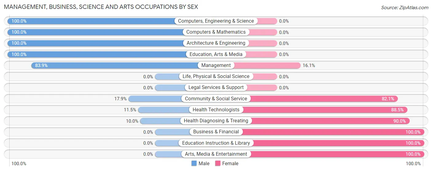 Management, Business, Science and Arts Occupations by Sex in Zip Code 29685