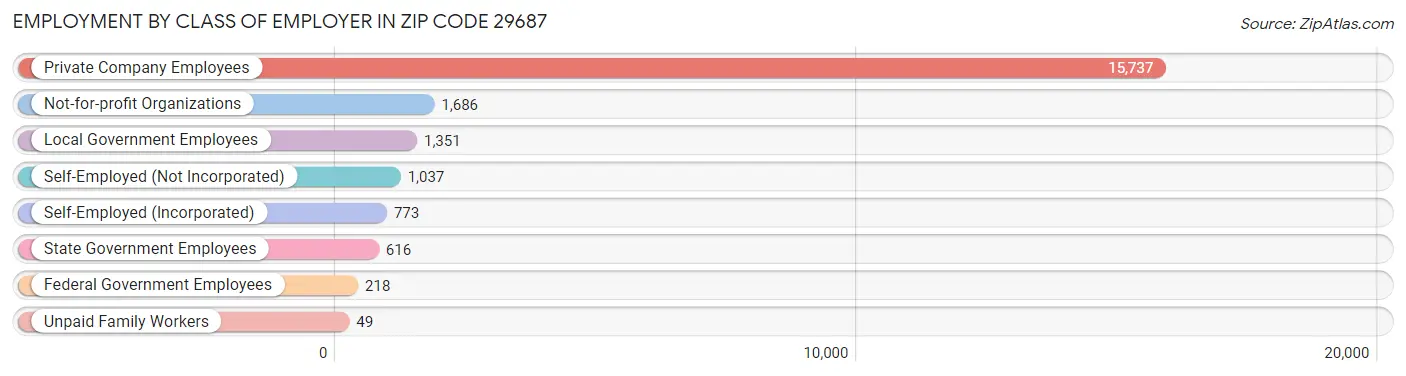 Employment by Class of Employer in Zip Code 29687