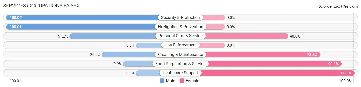 Services Occupations by Sex in Zip Code 29692