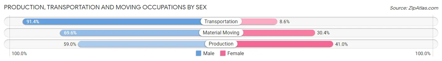 Production, Transportation and Moving Occupations by Sex in Zip Code 29706