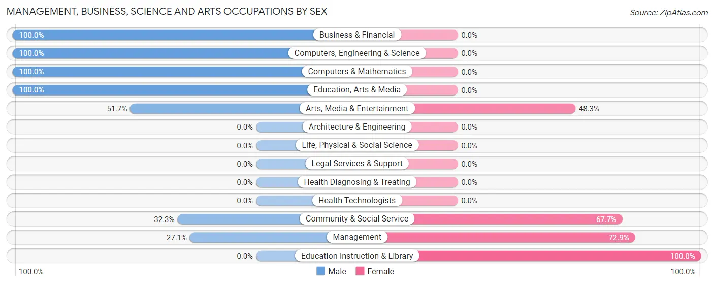 Management, Business, Science and Arts Occupations by Sex in Zip Code 29712