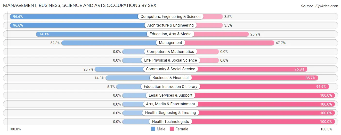 Management, Business, Science and Arts Occupations by Sex in Zip Code 29717
