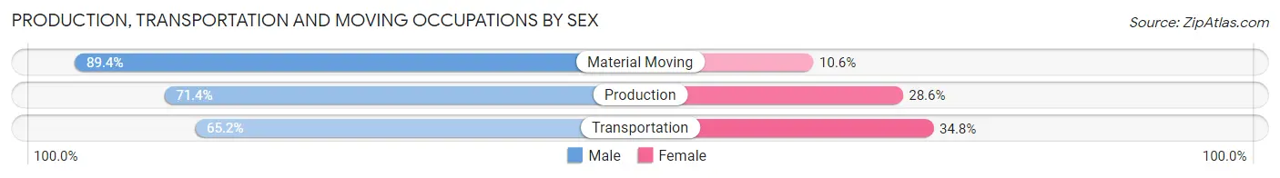 Production, Transportation and Moving Occupations by Sex in Zip Code 29718