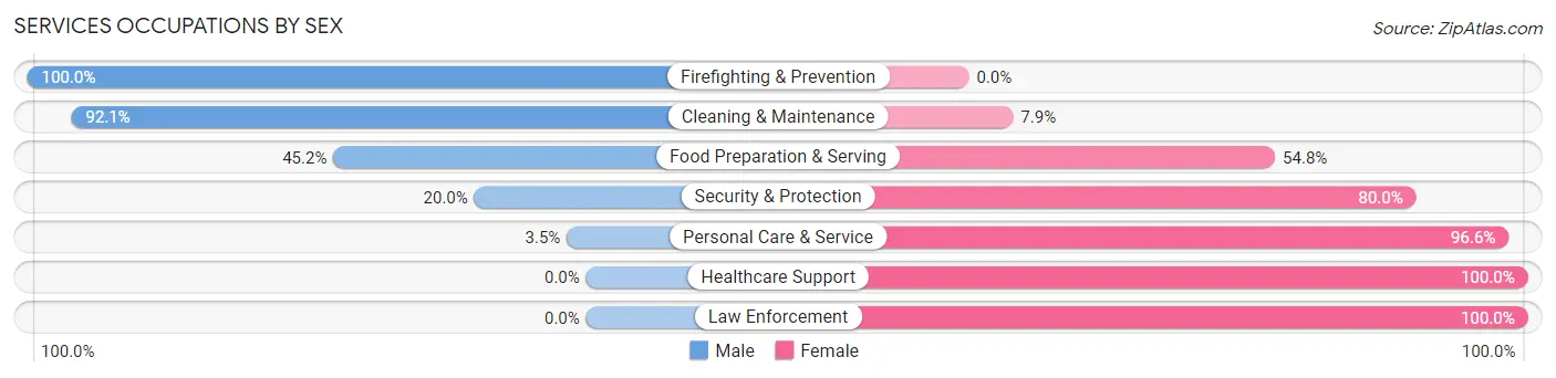 Services Occupations by Sex in Zip Code 29718