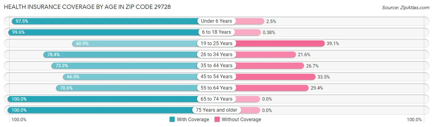 Health Insurance Coverage by Age in Zip Code 29728