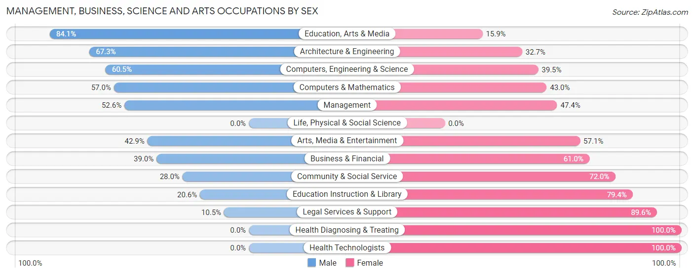 Management, Business, Science and Arts Occupations by Sex in Zip Code 29728