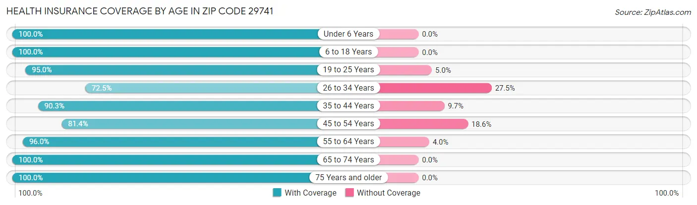 Health Insurance Coverage by Age in Zip Code 29741