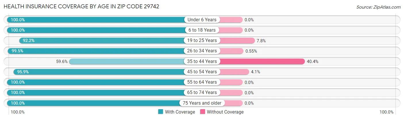 Health Insurance Coverage by Age in Zip Code 29742