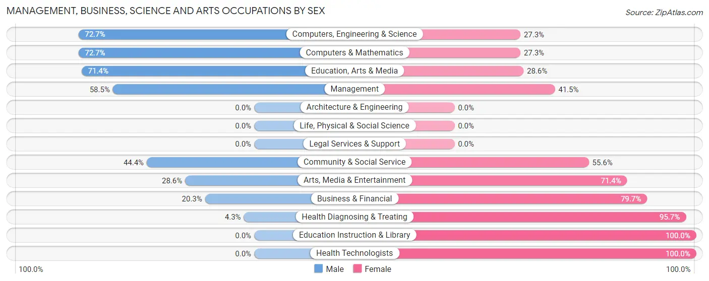 Management, Business, Science and Arts Occupations by Sex in Zip Code 29742