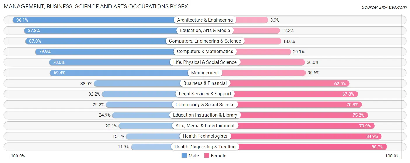 Management, Business, Science and Arts Occupations by Sex in Zip Code 29745