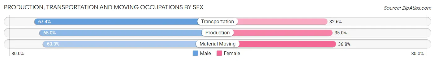 Production, Transportation and Moving Occupations by Sex in Zip Code 29801