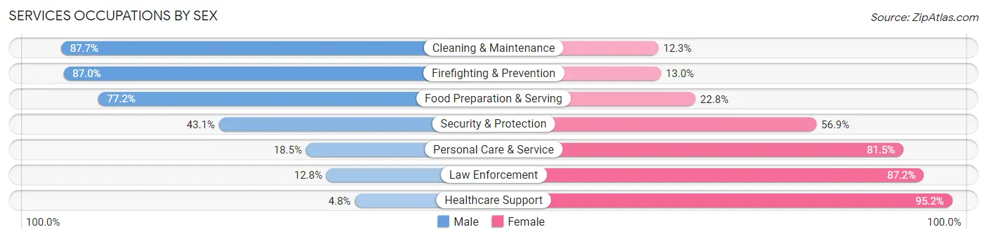 Services Occupations by Sex in Zip Code 29801