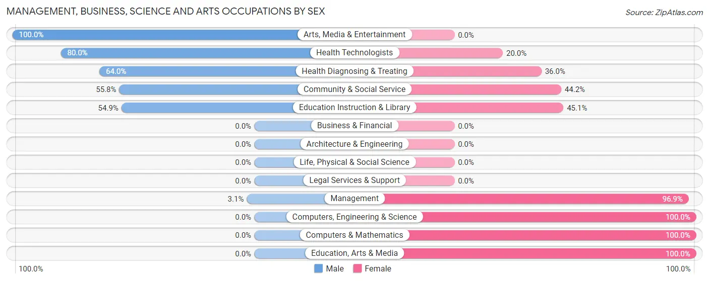 Management, Business, Science and Arts Occupations by Sex in Zip Code 29810