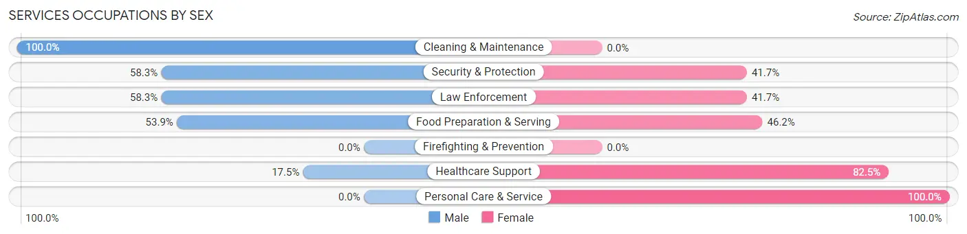 Services Occupations by Sex in Zip Code 29810