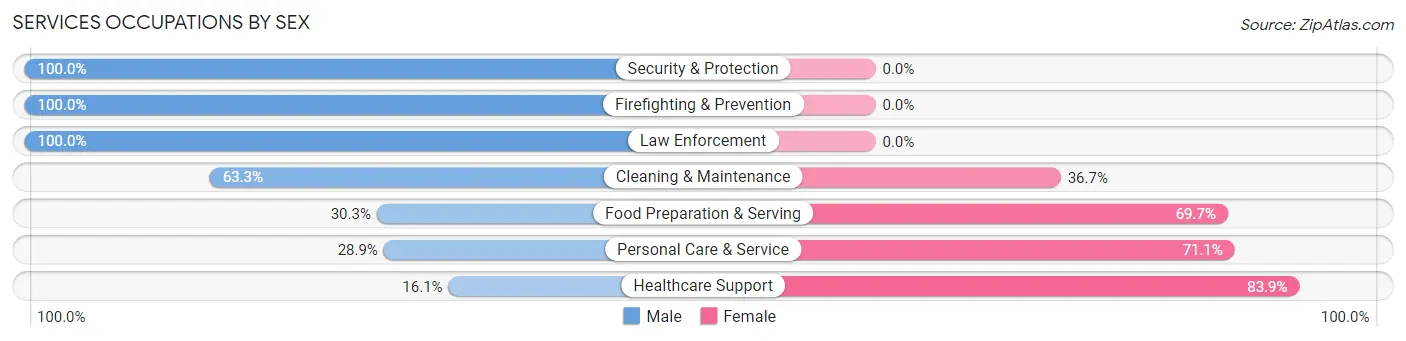Services Occupations by Sex in Zip Code 29812