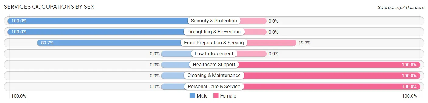 Services Occupations by Sex in Zip Code 29819