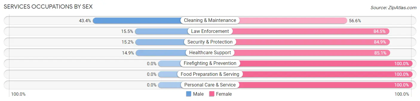 Services Occupations by Sex in Zip Code 29827
