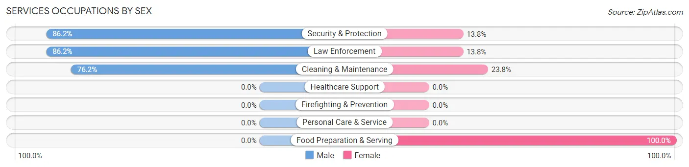 Services Occupations by Sex in Zip Code 29843