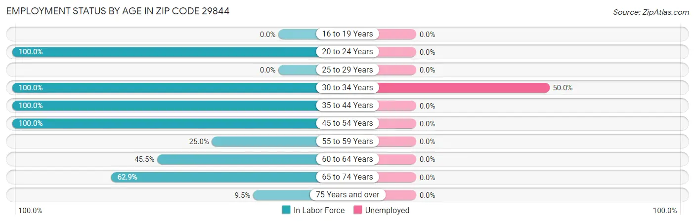 Employment Status by Age in Zip Code 29844