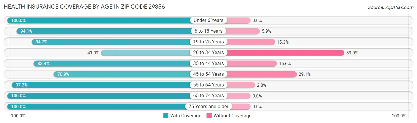 Health Insurance Coverage by Age in Zip Code 29856