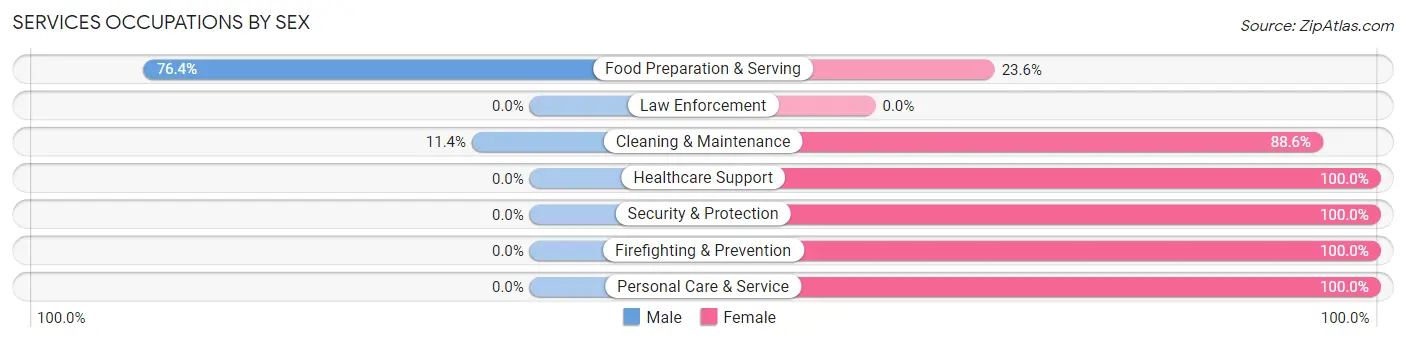 Services Occupations by Sex in Zip Code 29856