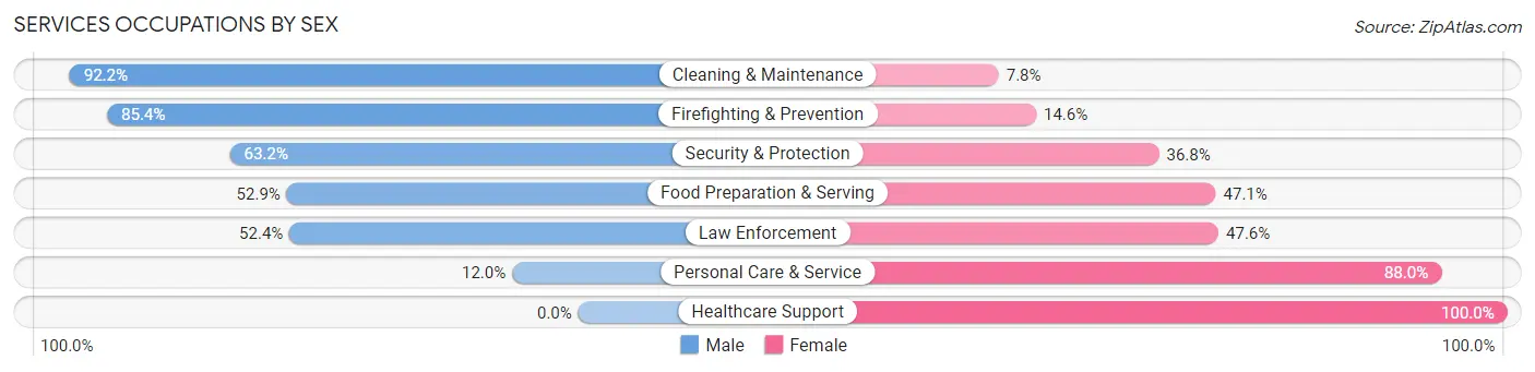 Services Occupations by Sex in Zip Code 29906