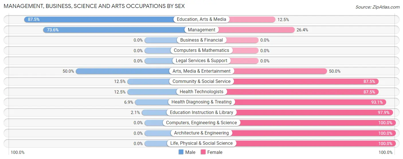 Management, Business, Science and Arts Occupations by Sex in Zip Code 29918