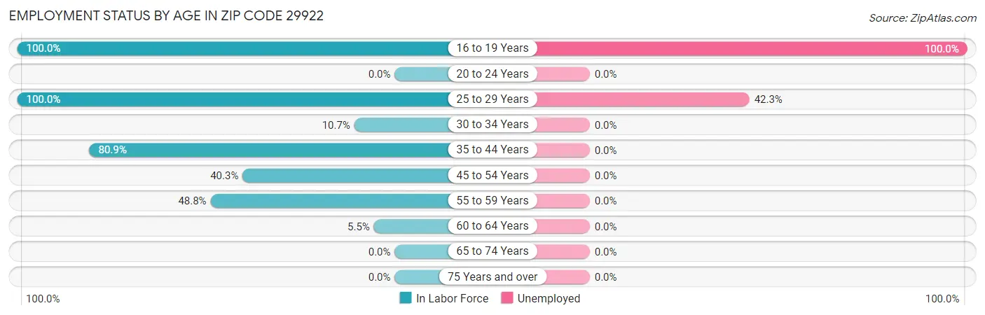 Employment Status by Age in Zip Code 29922