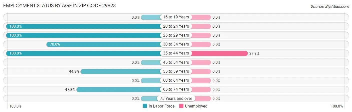 Employment Status by Age in Zip Code 29923