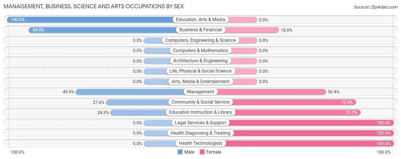 Management, Business, Science and Arts Occupations by Sex in Zip Code 29924
