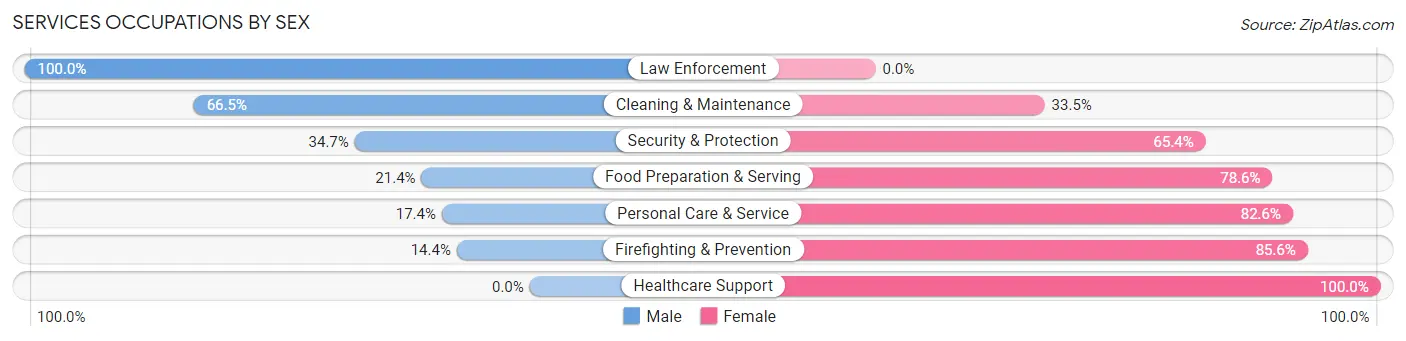 Services Occupations by Sex in Zip Code 29927