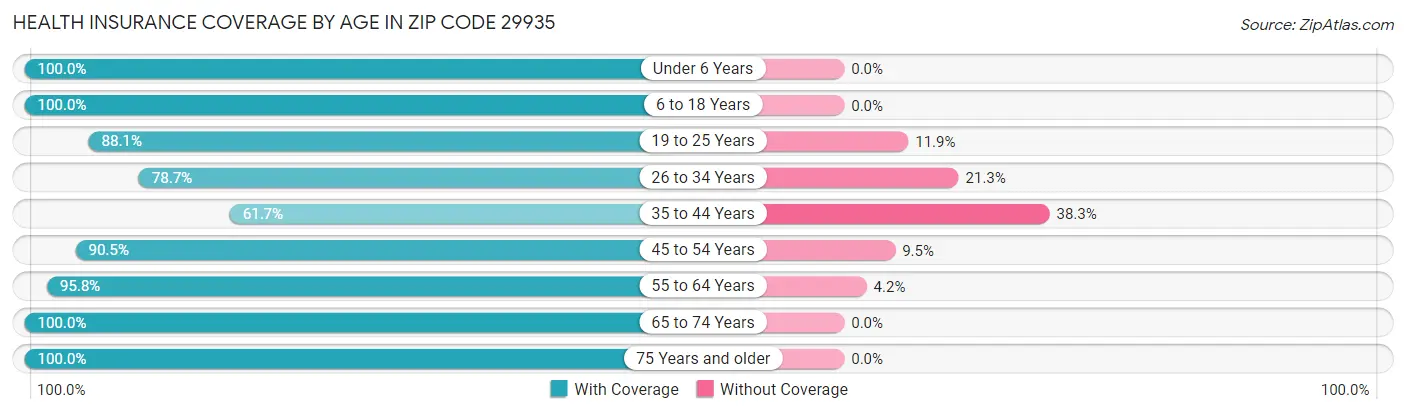 Health Insurance Coverage by Age in Zip Code 29935