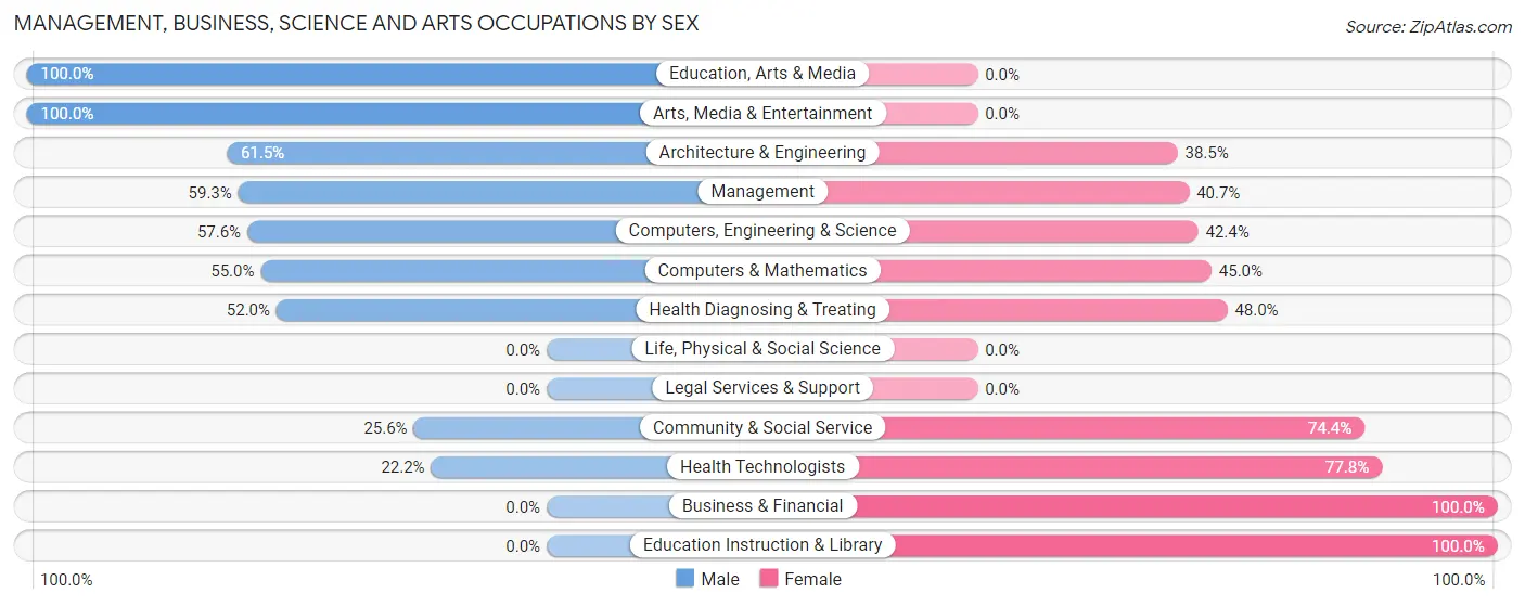 Management, Business, Science and Arts Occupations by Sex in Zip Code 29940