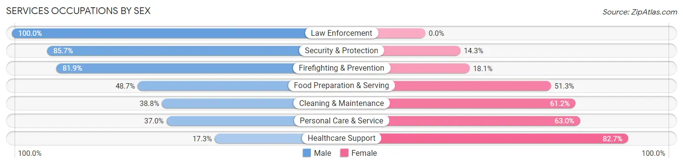 Services Occupations by Sex in Zip Code 30009