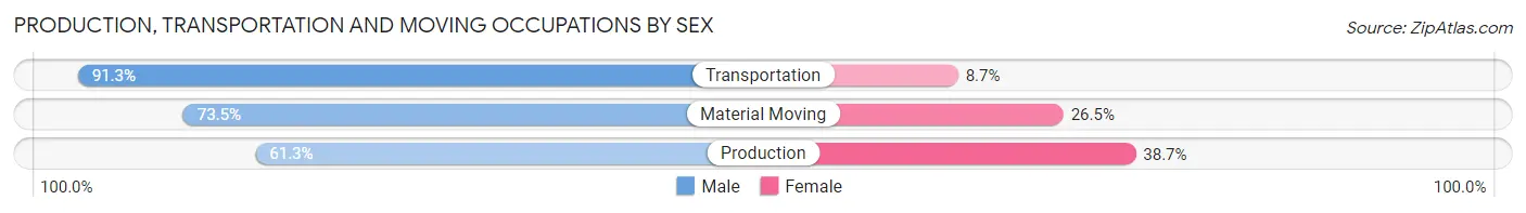 Production, Transportation and Moving Occupations by Sex in Zip Code 30013