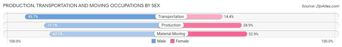 Production, Transportation and Moving Occupations by Sex in Zip Code 30016
