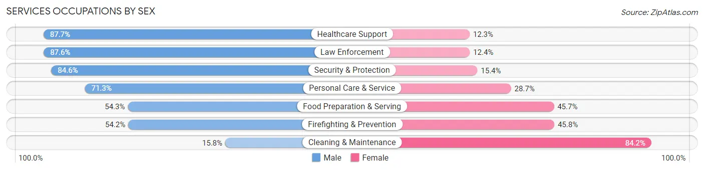 Services Occupations by Sex in Zip Code 30017