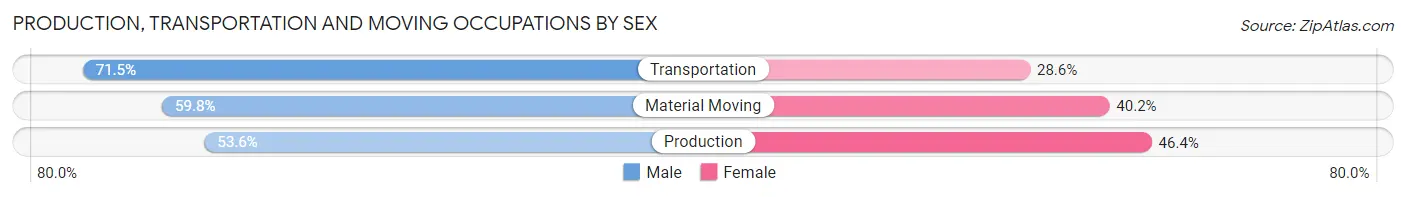 Production, Transportation and Moving Occupations by Sex in Zip Code 30024