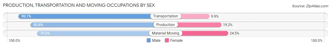 Production, Transportation and Moving Occupations by Sex in Zip Code 30025