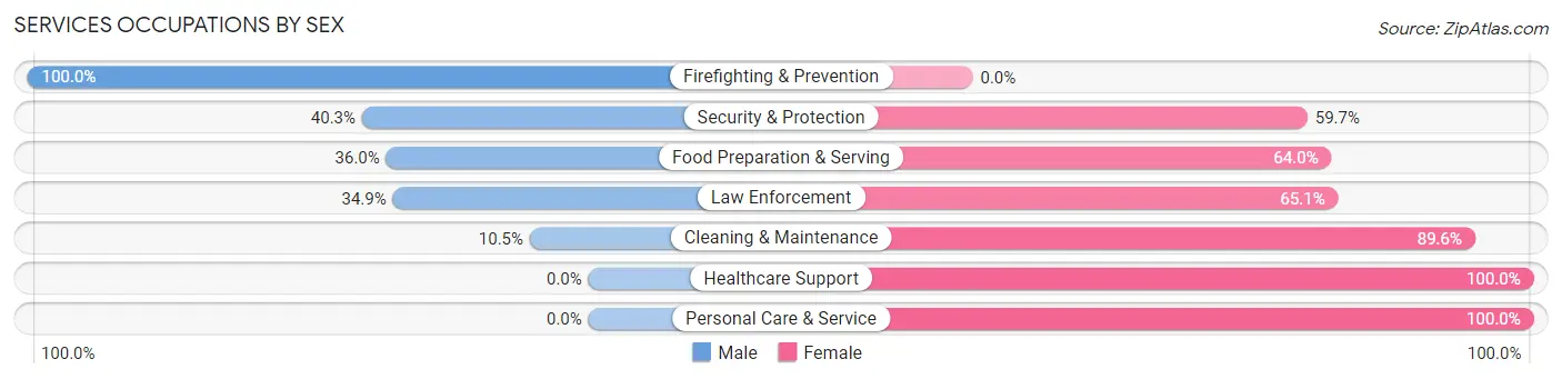 Services Occupations by Sex in Zip Code 30025