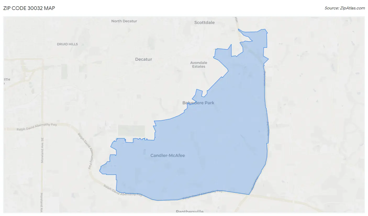 Zip Code 30032 Map