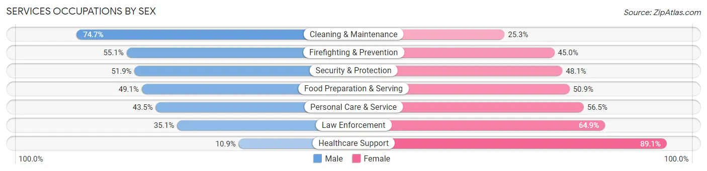 Services Occupations by Sex in Zip Code 30032