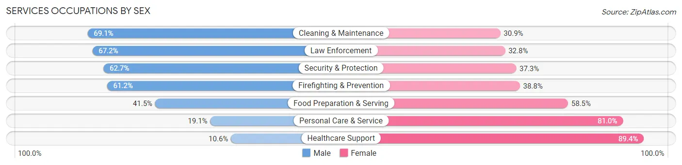 Services Occupations by Sex in Zip Code 30034