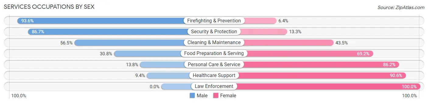 Services Occupations by Sex in Zip Code 30046