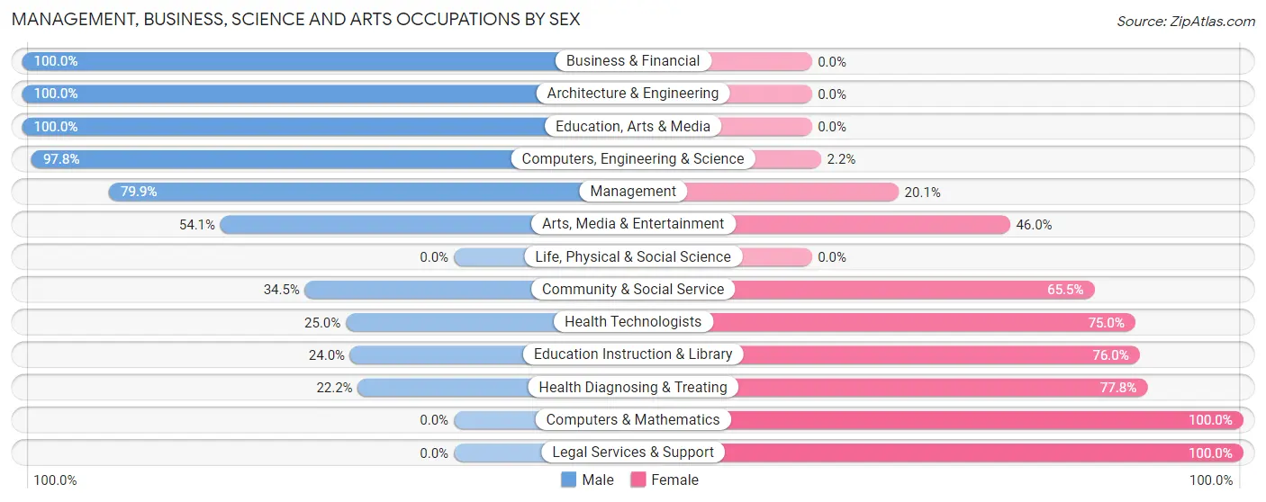 Management, Business, Science and Arts Occupations by Sex in Zip Code 30055