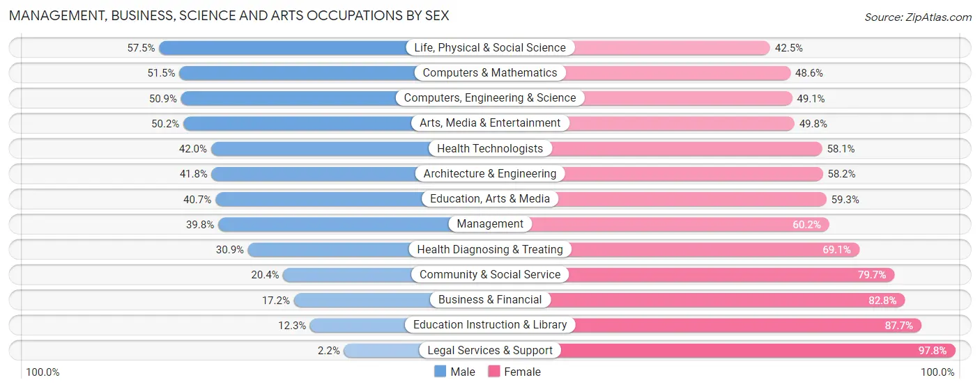 Management, Business, Science and Arts Occupations by Sex in Zip Code 30058