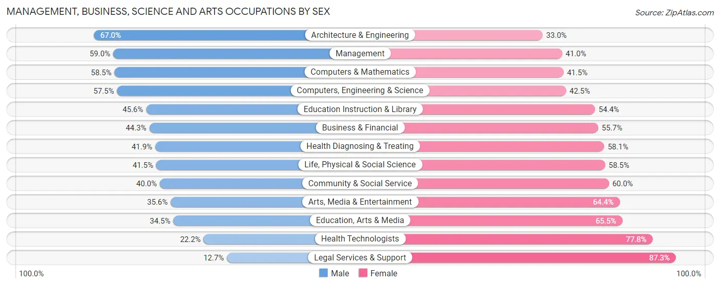 Management, Business, Science and Arts Occupations by Sex in Zip Code 30060