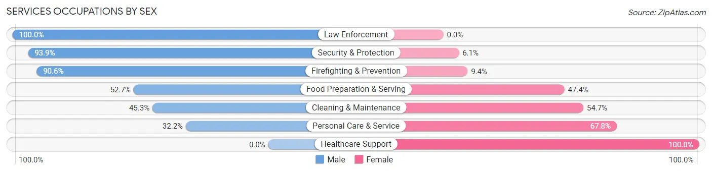 Services Occupations by Sex in Zip Code 30066