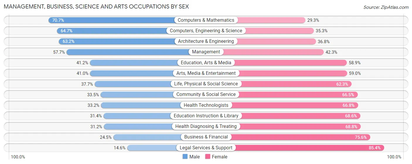 Management, Business, Science and Arts Occupations by Sex in Zip Code 30082
